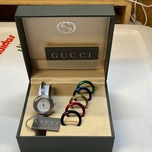 Gucci Silver Watch with Colorful Bezels